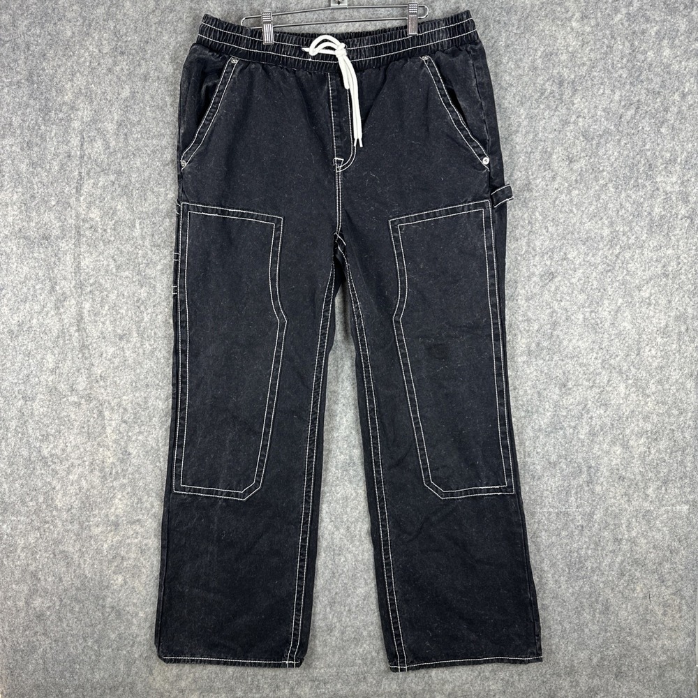 True Religion Pants Mens 34 Black Vinny Ultra Baggy Carpenter Grunge Big T